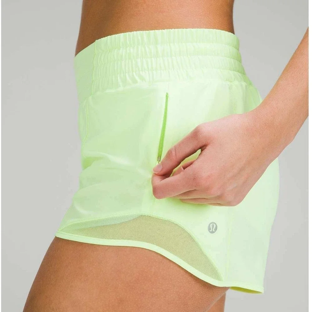Lululemon Hotty Hot Shorts II Lined 8 Neon Green Yellow 2.5